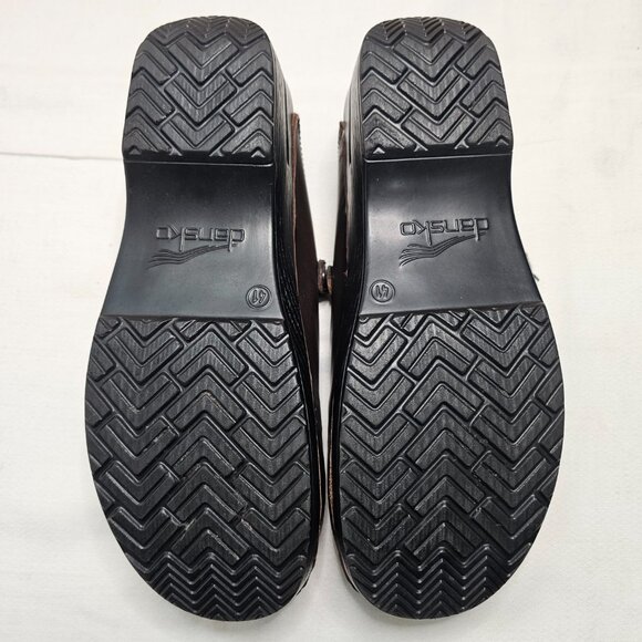 Dansko Merrie Brown Leather Laser Cut Comfort Clogs Mules Women's Size 41 - Picture 10 of 12